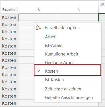 MS Project variable Kostenressourcen zuweisen