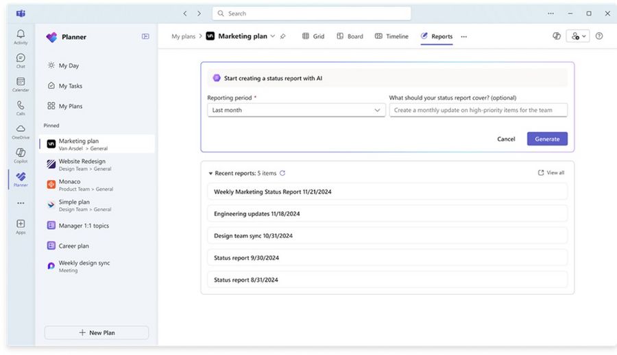 Microsoft Planner in Teams: New Reports tab Microsoft Planner in Teams: New Reports tab