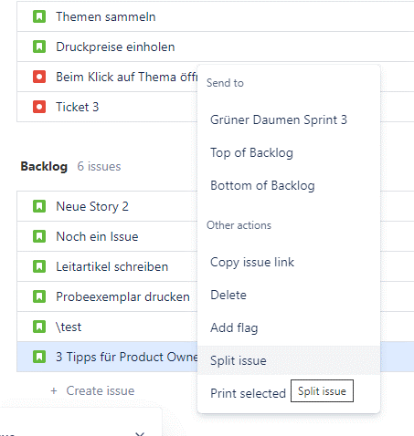 Jira Tips for Product Owners – Jira split function