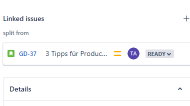 Presenting dependencies in Jira Stories