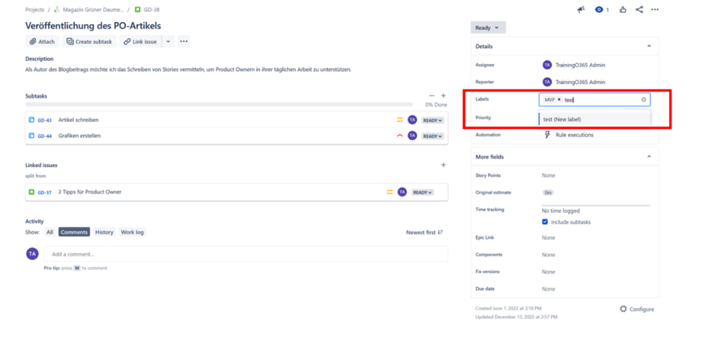Jira Developer Confluence - Issuelabels zur Kategorisierung