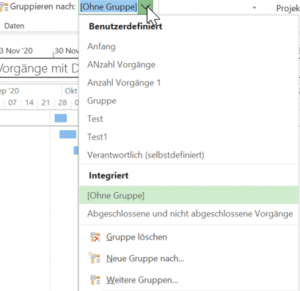 Datumswerte in Microsoft Project - Gruppierung