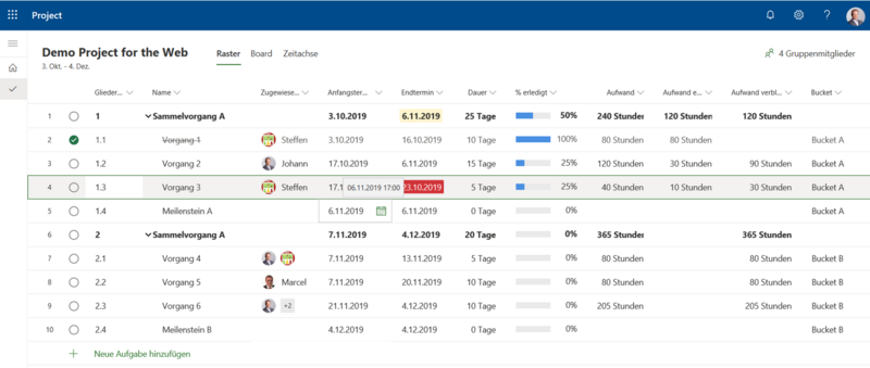 Microsoft Project Plan 1 - Raster
