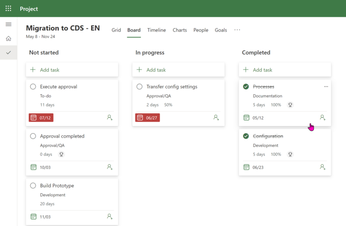 Project for the Web – View Status 