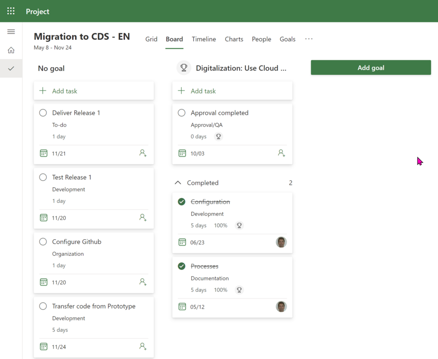 Project for the Web – Goals view
