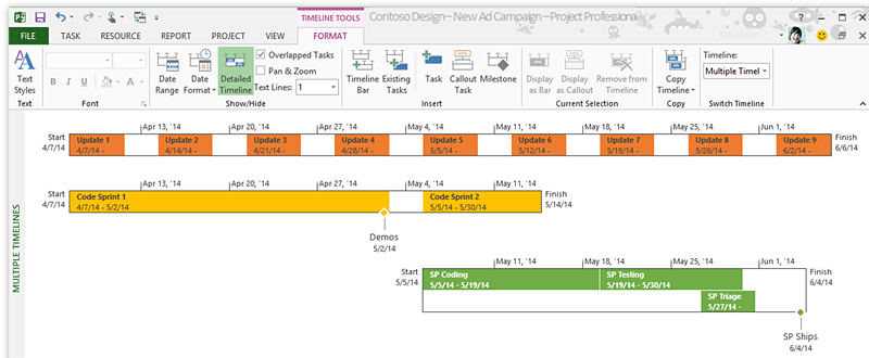 MS Project Server 2016: Multiple timelines
