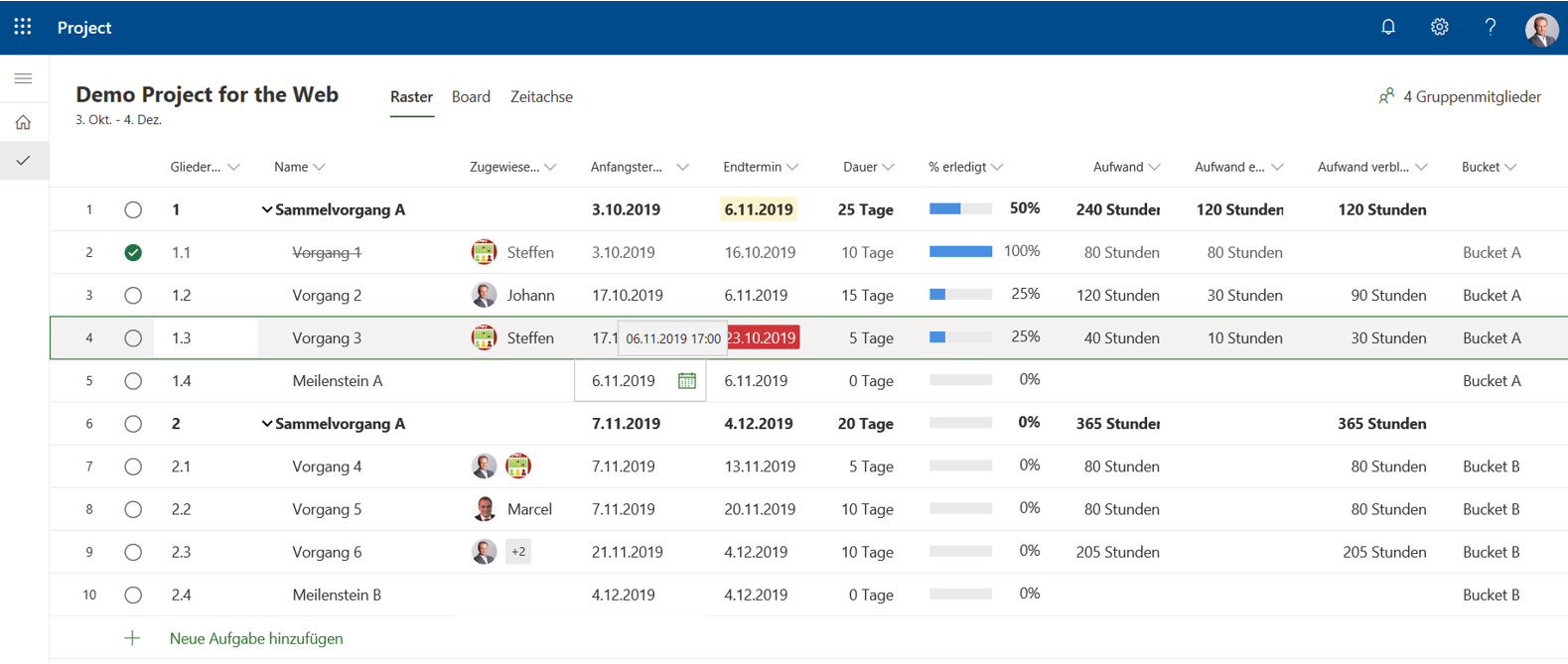 Microsoft Project Plan 1 - Raster
