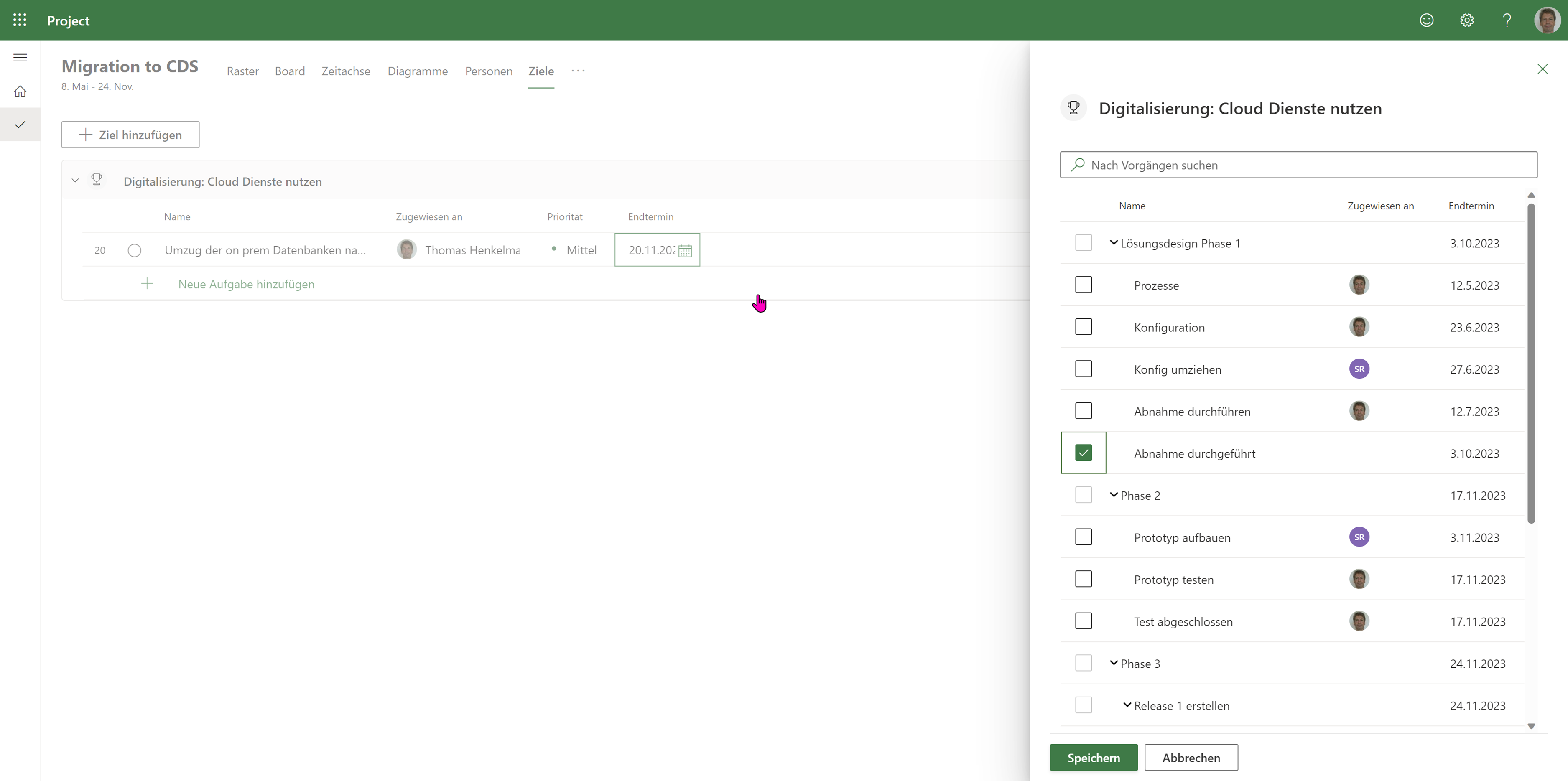 Project for the Web - Zielzuordnung